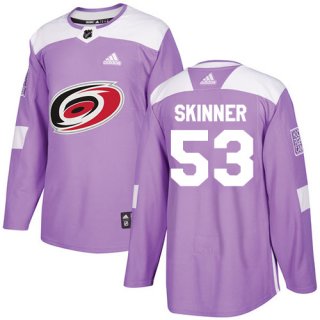 Adidas Hurricanes #53 Jeff Skinner Purple Authentic Fights Cancer Stitched Youth NHL Jersey