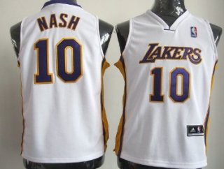 Los Angeles Lakers #10 Steve Nash White Kids Jersey