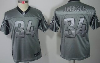 Nike Oakland Raiders #34 Bo Jackson Gray Shadow Kids Jersey