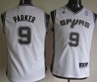 San Antonio Spurs #9 Tony Parker White Kids Jersey