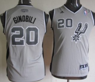 San Antonio Spurs #20 Manu Ginobili Gray Kids Jersey