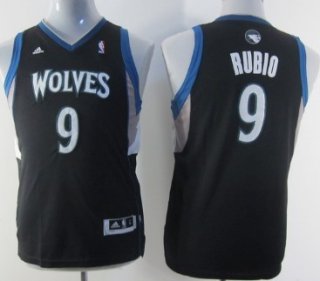 Minnesota Timberwolves #9 Ricky Rubio Black Kids Jersey