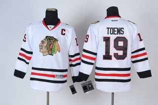 Chicago Blackhawks #19 Janathan Toews White Kids Jersey