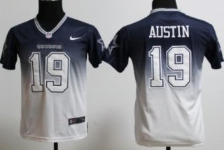 Nike Dallas Cowboys #19 Miles Austin Blue/White Fadeaway Kids Jersey