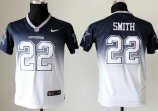 Nike Dallas Cowboys #22 Emmitt Smith Blue/White Fadeaway Kids Jersey