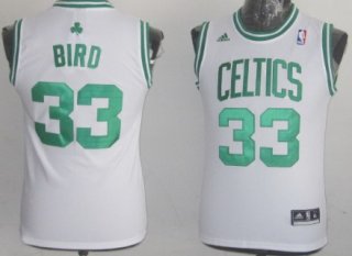 Boston Celtics #33 Larry Bird White Kids Jersey