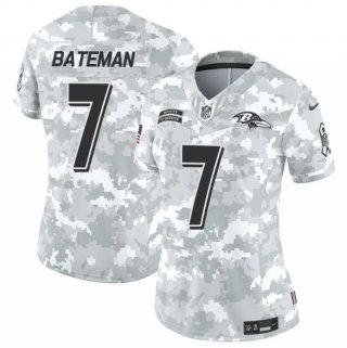 Women's Baltimore Ravens #7 Rashod Bateman 2024 F.U.S.E Arctic Camo Salute To Service Limited Stitched Football Jersey(Run Small)