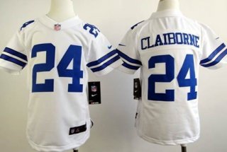 Nike Dallas Cowboys #24 Morris Claiborne White Game Kids Jersey