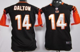 Nike Cincinnati Bengals #14 Andy Dalton Black Game Kids Jersey