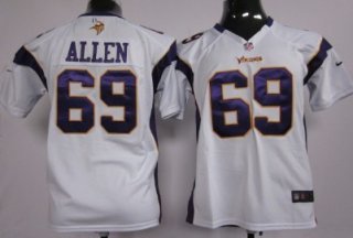 Nike Minnesota Vikings #69 Jared Allen White Game Kids Jersey