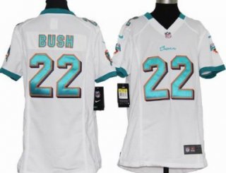Nike Miami Dolphins #22 Reggie Bush White Game Kids Jersey