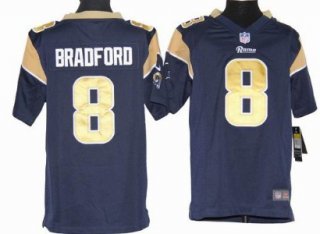 Nike St. Louis Rams #8 Sam Bradford Navy Blue Game Kids Jersey