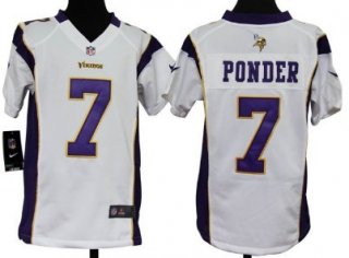 Nike Minnesota Vikings #7 Christian Ponder White Game Kids Jersey