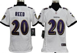 Nike Baltimore Ravens #20 Ed Reed White Game Kids Jersey