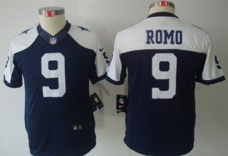 Nike Dallas Cowboys #9 Tony Romo Blue Thanksgiving Limited Kids Jersey