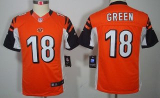 Nike Cincinnati Bengals #18 A.J. Green Orange Limited Kids Jersey