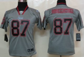 Nike New England Patriots #87 Rob Gronkowski Lights Out Gray Kids Jersey