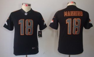 Nike Denver Broncos #18 Peyton Manning Black Impact Limited Kids Jersey