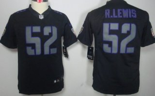 Nike Baltimore Ravens #52 Ray Lewis Black Impact Limited Kids Jersey