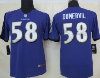 Nike Baltimore Ravens #58 Elvis Dumervil Purple Game Kids Jersey