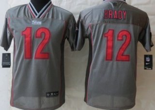 Nike New England Patriots #12 Tom Brady 2013 Gray Vapor Kids Jersey