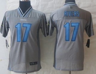 Nike San Diego Chargers #17 Philip Rivers 2013 Gray Vapor Kids Jersey