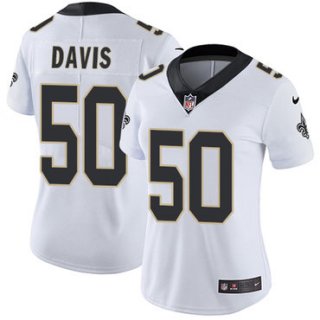 Nike Saints #50 DeMario Davis White Women's Stitched NFL Vapor Untouchable Limited Jersey