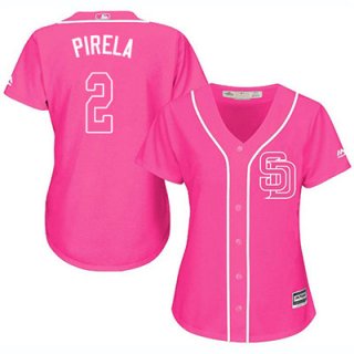 San Diego Padres #2 Jose Pirela Pink Fashion Women's Stitched Baseball Jersey