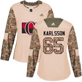 Adidas Senators #65 Erik Karlsson Camo Authentic 2017 Veterans Day Women's Stitched NHL Jersey