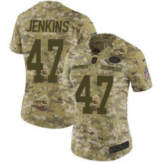 Nike Jets #47 Jordan Jenkins Camo Women's Stitched NFL Limited 2018 Salute to Service Jersey