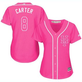 Mets #8 Gary Carter Pink Fashion Women's Stitched Baseball Jersey