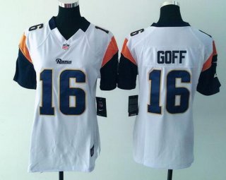 Women's Los Angeles Rams #16 Jared Goff White Road NFL Nike Game Jersey