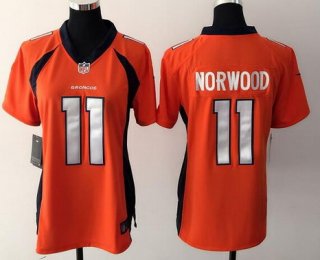 Women's Denver Broncos #11 Jordan Norwood Orange Team Color NFL Nike Game Jersey