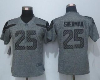 Women's Seattle Seahawks #25 Richard Sherman Gray Gridiron Nike NFL Limited Jersey