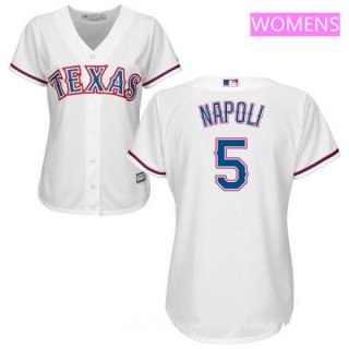 Women's Texas Rangers #5 Mike Napoli White Home Stitched MLB Majestic Cool Base Jersey