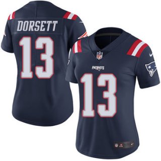 Women's Nike Patriots #13 Phillip Dorsett Navy Blue Stitched NFL Limited Rush Jersey
