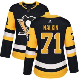 Adidas Pittsburgh Penguins #71 Evgeni Malkin Black Home Authentic Women's Stitched NHL Jersey