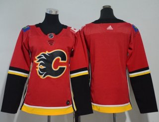 Adidas Calgary Flames Blank Red Home Authentic Women's Stitched NHL Jersey