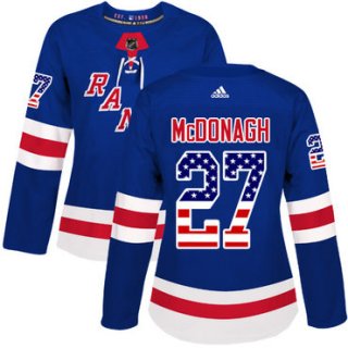 Adidas New York Rangers #27 Ryan McDonagh Royal Blue Home Authentic USA Flag Women's Stitched NHL Jersey