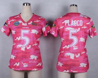 Nike Baltimore Ravens #5 Joe Flacco 2014 Salute to Service Pink Camo Womens Jersey