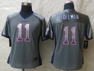 Nike New England Patriots #11 Julian Edelman Drift Fashion Gray Womens Jersey