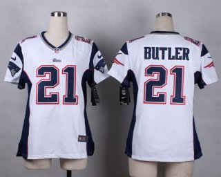 Nike New England Patriots #21 Malcolm Butler White Game Womens Jersey