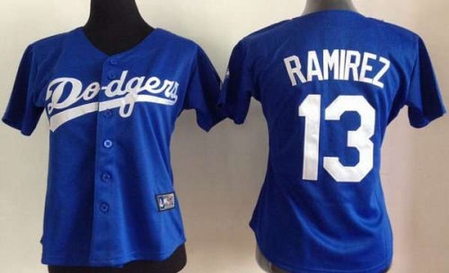 Women's Los Angeles Dodgers #13 Hanley Ramirez Blue Jersey