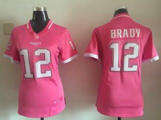 Women's New England Patriots #12 Tom Brady Pink Bubble Gum 2015 NFL Jersey