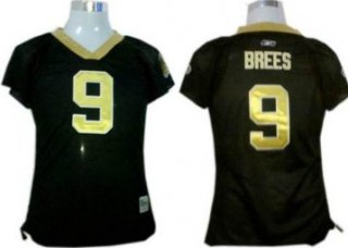 New Orleans Saints #9 Brees Black Womens Field Flirt Fashion Jersey