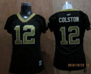 New Orleans Saints #12 Colston Black Womens Field Flirt Fashion Jersey