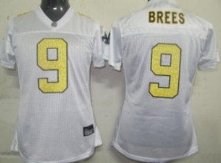 New Orleans Saints #9 Brees White Womens Sweetheart Jersey
