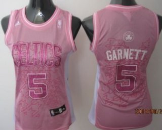 Boston Celtics #5 Kevin Garnett Pink Womens Jersey