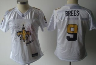 New Orleans Saints #9 Drew Brees White Fem Fan Womens Jersey