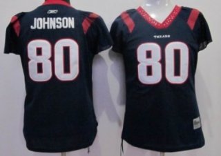 Houston Texans #80 Andre Johnson Blue Womens Field Flirt Fashion Jersey